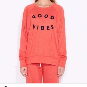 Sundry “Good vibes” basic pullover sweatshirt.  Size 0 in orange poppy
